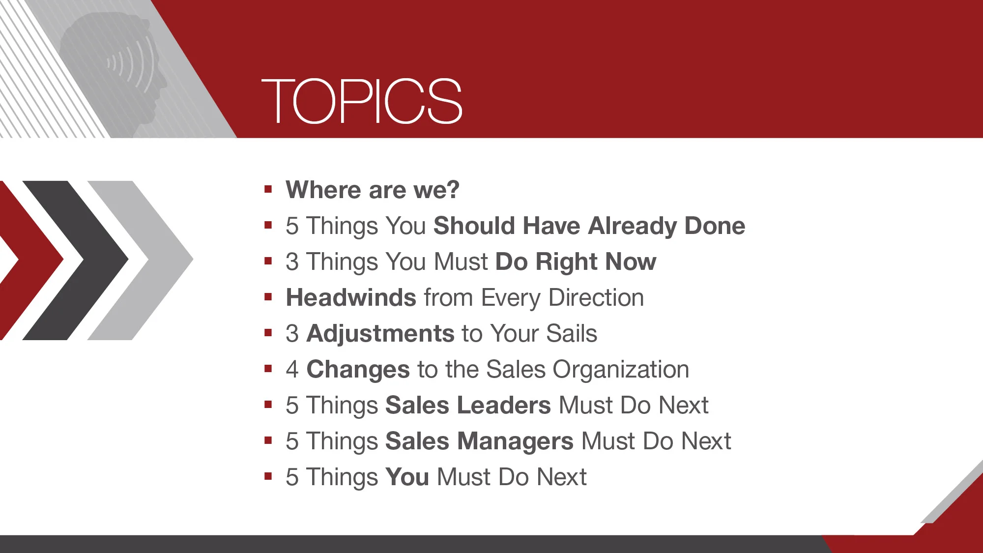 You might be aware that I'm leading a one-hour, live broadcast tomorrow (Thursday May 21) on How to Get Your Company's Sales Engine Roaring Again.  